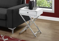 Monarch 24" Contemporary Accent Side End Table with Large Storage Drawer and Metal X-Design Legs - White / Chrome Metal Legs(m-2)