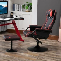Vinsetto High Back Video Gaming Recliner with Ottoman, Racing Style PC Computer Office Chair, Swivel with Headrest & Lumbar Support, Adjustable Height, Black/Red(m-9)