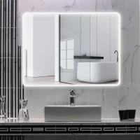 kleankin 24"x32" LED Bathroom Vanity Mirror, Mountable Horizontally/Vertically with Touch Switch and Warm White Lights(m-2)