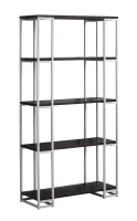 Monarch 60" Contemporary Open Concept 4 Shelf Bookshelf - Cappuccino / Silver Metal(m-1)