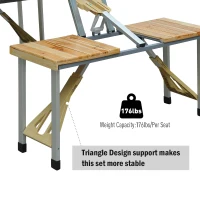Outsunny 54" Portable Camping Table with 4 seat Wooden Portable Folding Picnic Table Set with Umbrella Hole(m-6)