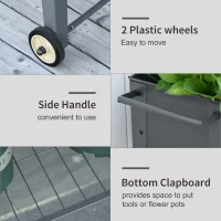 Outsunny 43" x 17" x 32" Elevated Planter Box with Legs Raised Garden Bed Elevated with 2 Wheels, Bottom Shelf for Storing Tools, & Water Drainage Hole, Grey(m-6)