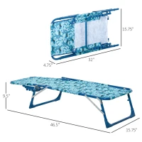 Outsunny Chaise Lounge Chair for Kids Patio Shark Pattern Folding Recliner Portable with Adjustable Backrest Outdoor Beach Pool Camping 46.5" x 15.75" x 9.5" Blue(m-3)