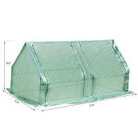 Outsunny 6' x 3' x 3' Mini Greenhouse with Zippered Doors & Roll-up Windows, Portable Plant Hot House with Durable PE Cover, Water Resistant, UV Protected for Outdoor Flowers, Vegetables, Green(m-3)