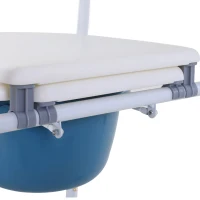 HOMCOM Personal Mobility Assist Bedside Commode Toilet Chair with 6-Level Adjustable Height & Shower Accessibility(m-11)