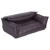 HOMCOM Floor Lazy Sofa Convertible Floor Game Video Chair Adjustable Floor Folding Couch Bed Faux Leather Living Room Brown(m-5)