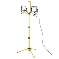 HOMCOM 14,000 Lumen Dual Head LED Work Lights Weather Resistant with Telescoping Adjustable Tripod Stand, Rotating Lamps(m-1)