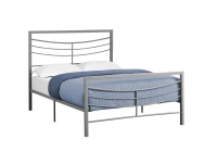 Monarch 56" Contemporary Curved Horizontal Slat Metal Bed Frame - Full Size - Silver Finish(m-1)