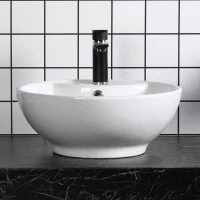 kleankin Porcelain Art Basin Above Counter Ceramic Bathroom Vessel Vanity Sink(m-4)