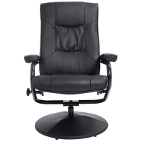 HomCom Ergonomic Faux Leather Lounge Armchair Recliner And Ottoman Set - Black(m-12)