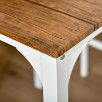 HOMCOM 3 Piece Industrial Counter Height Dining Table Set, Bar Table & Chairs with Steel Legs & Footrests, White(m-14)