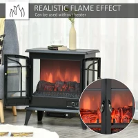 HOMCOM Electric Fireplace Heater, Freestanding Fireplace Stove with Realistic LED Log Flames and Overheating Safety Protection, 1400W, Black(m-5)