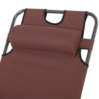 Outsunny Oxford Fabric Metal Frame Outdoor Pool Sun Lounger Lounge Chair 120°/180°, Brown(m-7)
