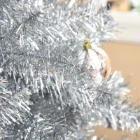 HOMCOM 7.5ft Unlit Full Pine Artificial Christmas Tree with Realistic Branches, Fake Holiday Tree with 1477 Tips, Silver(m-12)