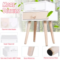 HOMCOM 2 PCS Kids Bedstand Bedroom Side Desk Pink(m-6)