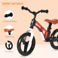 Qaba Kids Balance Bike Lightweight Toddler Bike with Adjustable Seat and Handlebar, No Pedal Magnesium Alloy Bicycle with Footrest for 2-5 Years White(m-5)
