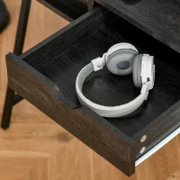 HOMCOM Compact Computer Writing Desk with Drawer & Storage Shelves - Space-Saving Design for Small Spaces, Home Office, Grey(m-11)