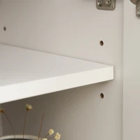 HOMCOM 45.25" W x 36.5" H Electric Fireplace Mantel TV Stand, Media Console Center Cabinet with 2 Cabinets with 2 Adjustable Shelves, and Remote Control, White(m-17)