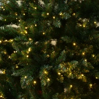 HOMCOM 6.9ft Pre-Lit Artificial Christmas Tree Hinged Spruce Xmas Tree Winter Holiday Decor 700 Lights w/ Stand Seasonal Decoration Green(m-6)