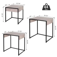 HOMCOM MDF 3 PCs Nesting Table End Table  Nightstand w/ Drawer Water-resistant(m-3)