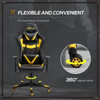 Vinsetto Racing Gaming Chair with RGB LED Lights, Adjustable Height, Gamer Office Chair, Computer Desk Chair, Black/Yellow(m-7)