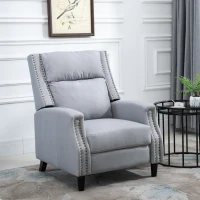 HOMCOM Reclining Manual Sofa Chair with 135 Degree Pushback, and Retractable Footrest, Grey(m-2)