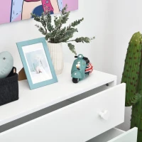 HOMCOM Kids Cabinet Bedroom Storage Unit 3 Drawer Toy Stand Sea Blue(m-10)