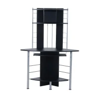HOMCOM Corner Computer Desk Table with Keyboard Tray CPU Stand Printer Platform Black(m-2)