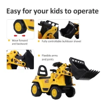 HOMCOM 3 in 1 Ride On Toy Bulldozer Digger Tractor Pulling Cart Pretend Play Construction Truck(m-5)