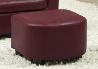 Monarch Kids' Upholstered Leather-Look Barrel Club Chair with Matching Ottoman - Red(m-3)