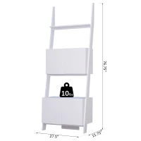 HOMCOM 3 Tier Ladder Shelving Unit 2 Cabinet White(m-3)