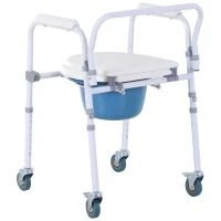 HOMCOM Personal Mobility Assist Bedside Commode Toilet Chair with 6-Level Adjustable Height & Shower Accessibility(m-10)