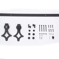 HOMCOM Modern 6 FT Carbon Steel Sliding Barn Door Kit Hardware Track System Set Black(m-4)