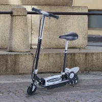 Qaba Adjustable Folding Electric Seated E-Scooter Battery Powered Motorized Bike Black(m-2)