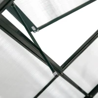 Outsunny Walk-In Garden Greenhouse Aluminum Polycarbonate with Roof Vent for Plants Herbs Vegetables 8' x 4' x 7' Green(m-10)