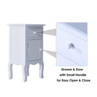 HOMCOM Wood Night Stand Bedroom Bedside End Table with Storage Drawer and Cabinet White(m-5)
