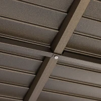 Outsunny 10' x 10' Hardtop Gazebo Canopy with Galvanized Steel Roof, Aluminum Frame, Hook, Outdoor Gazebo with Netting and Curtains for Patio, Garden, Backyard, Deck, Lawn, Light Brown(m-15)