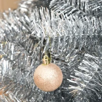 HOMCOM 6ft Unlit Full Pine Artificial Christmas Tree with Realistic Branches, Fake Holiday Tree with 1000 Tips, Silver(m-12)