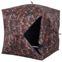 Outsunny Portable Ground Hunting Tent Shooting Birdwatching Blind Hide Tent w/ Carry Bag 2-3 Person Camouflage(m-5)