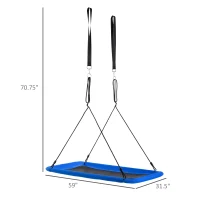 Outsunny 59'' Rectangle Tree Swing Large Children Platform Swing with Adjustable Hanging Ropes Steel Frame for Playground Backyard(m-3)