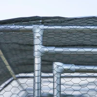 PawHut Large Chicken Coop Metal Chicken Run for Chickens with Waterproof and Anti-UV Cover, Flat Shaped Walk in Fence Cage Hen House for Outdoor and Yard Farm Use, 1.26" Dia, 9' x 24.9' x 6.5'(m-9)