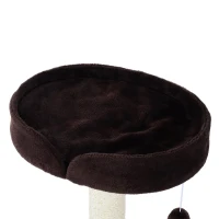 PawHut 28” Cat Padded Bed Scratching Post Kitten Play Tower, Brown and white(m-4)