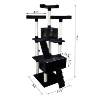 Pawhut Multi-level Cat Scratcher Tree Condo Furniture Play Tower Climber Black(m-2)
