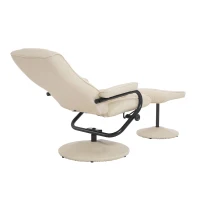 HOMCOM Contemporary Recliner Chair and Ottoman Set Swivel Armchair with Wrapped Base Cream(m-4)