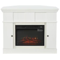 HOMCOM 45.25" W x 36.5" H Electric Fireplace Mantel TV Stand, Media Console Center Cabinet with 2 Cabinets with 2 Adjustable Shelves, and Remote Control, White(m-13)