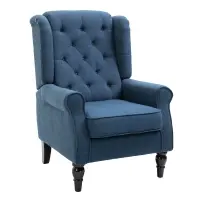 HOMCOM Fabric Tufted Club Accent Chair with Wooden Legs, Blue(m-1)