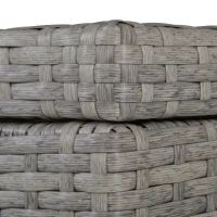 Outsunny 4 PCs PE Rattan Wicker Sofa Set Outdoor Conservatory Furniture Lawn Patio Coffee Table w/ Side Storage Box & Cushion, Grey(m-7)