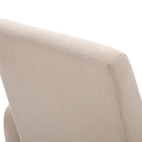 HOMCOM Linen Look Rocking Chair Solid Wood Curved Legs Padded Living Room Seat White(m-4)