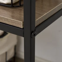 HOMCOM Modern 7 Tier Bookshelf Bookcase Utility Storage Shelf Organizer for Home Office with Display Rack Metal Frame, Grey Oak(m-11)