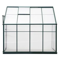 Outsunny Walk-In Garden Greenhouse Aluminum Polycarbonate with Roof Vent for Plants Herbs Vegetables 8' x 4' x 7' Green(m-8)
